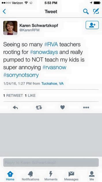 teacher snow day twitter RVA